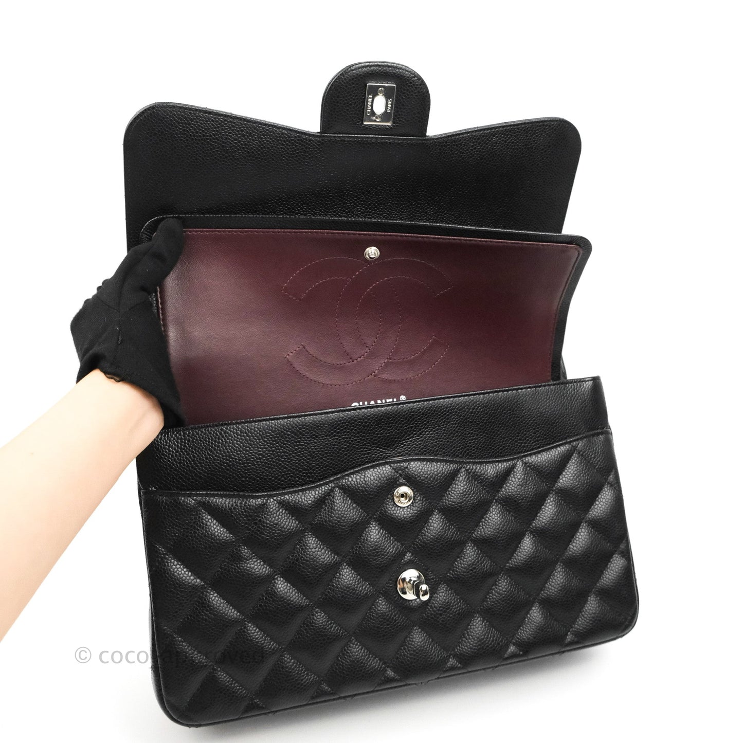 Chanel Jumbo Double Flap Black Caviar Silver Hardware⁣⁣