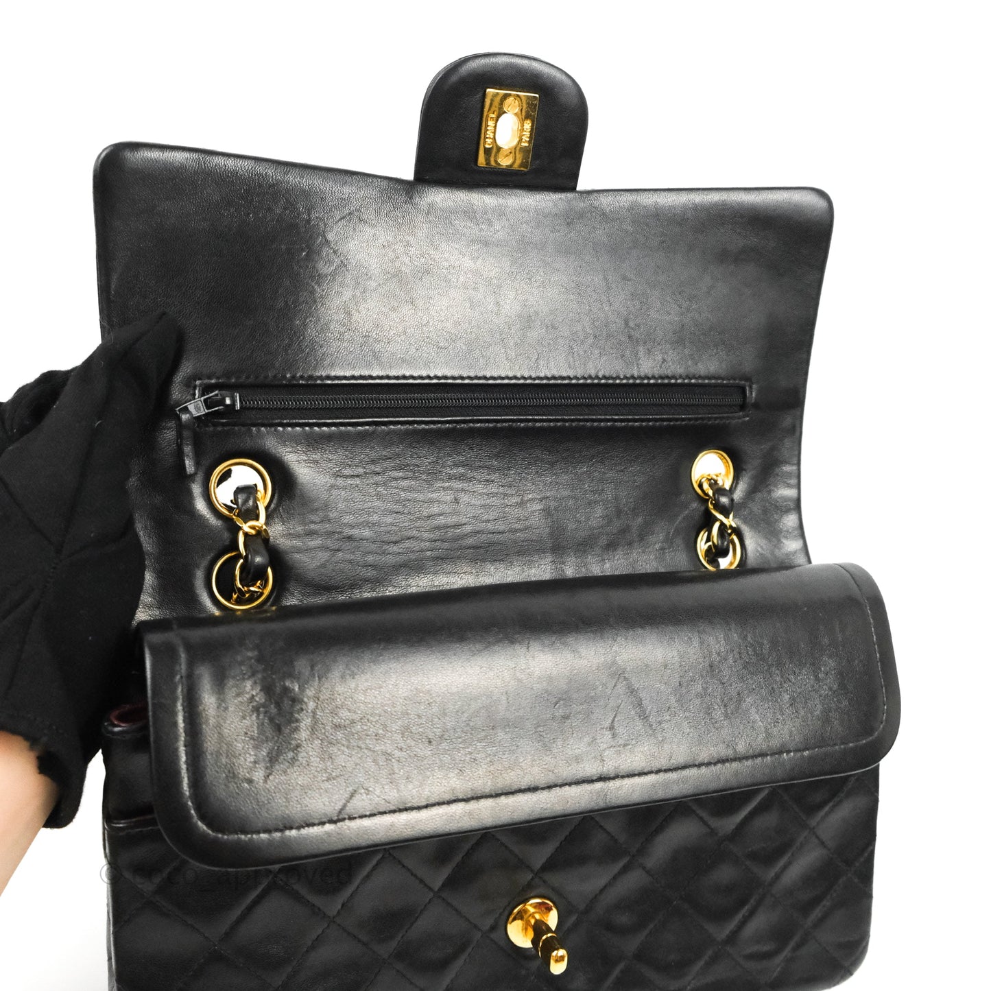 Chanel Classic Vintage Medium Flap Black Lambskin 24K Gold Hardware