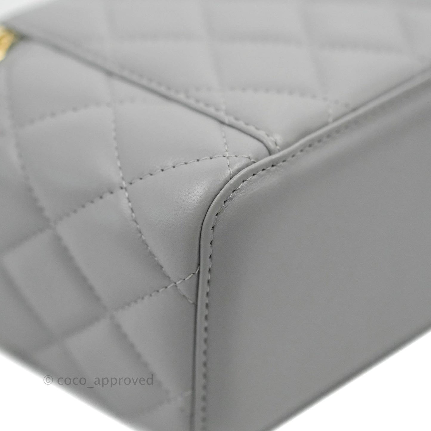Chanel Vanity with Pearl Crush Chain Grey Lambskin Aged Gold Hardware