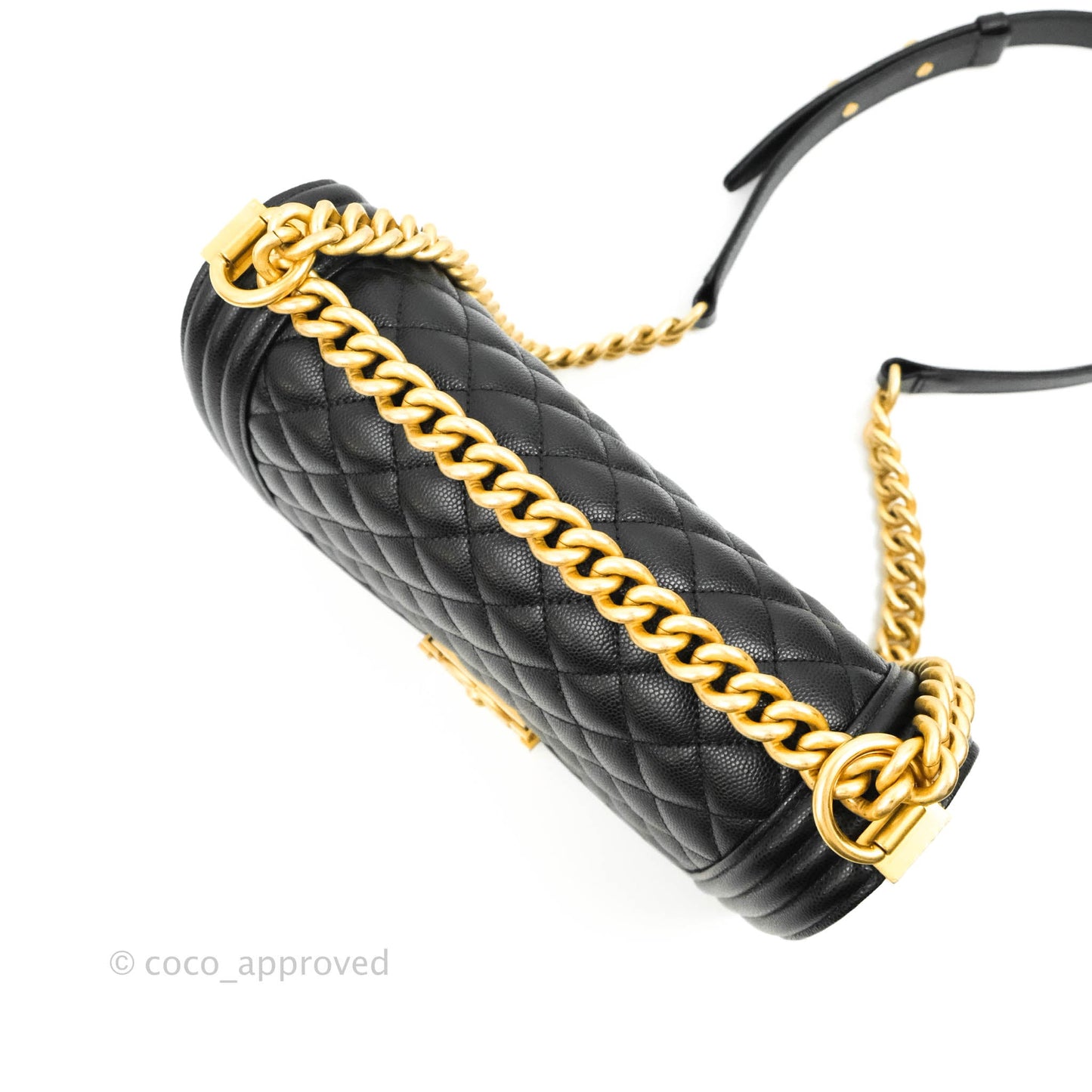 Chanel Quilted Medium Boy Black Caviar Aged Gold Hardware