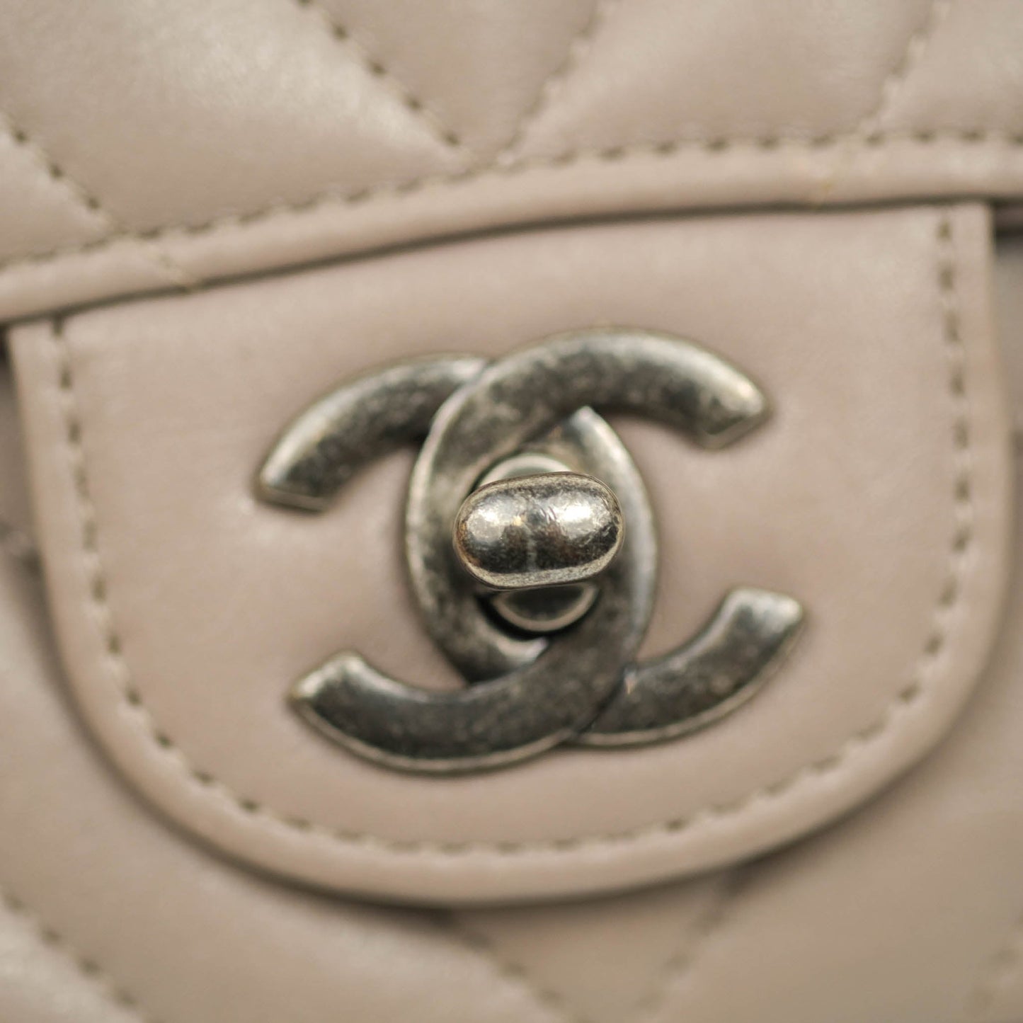 Chanel Chevron Mini Rectangular Flap Taupe Grey Calfskin Ruthenium Hardware 18B