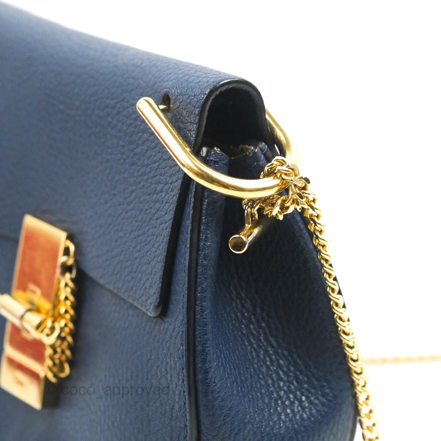 Chloe Mini Drew Crossbody Bag Navy Grained Leather