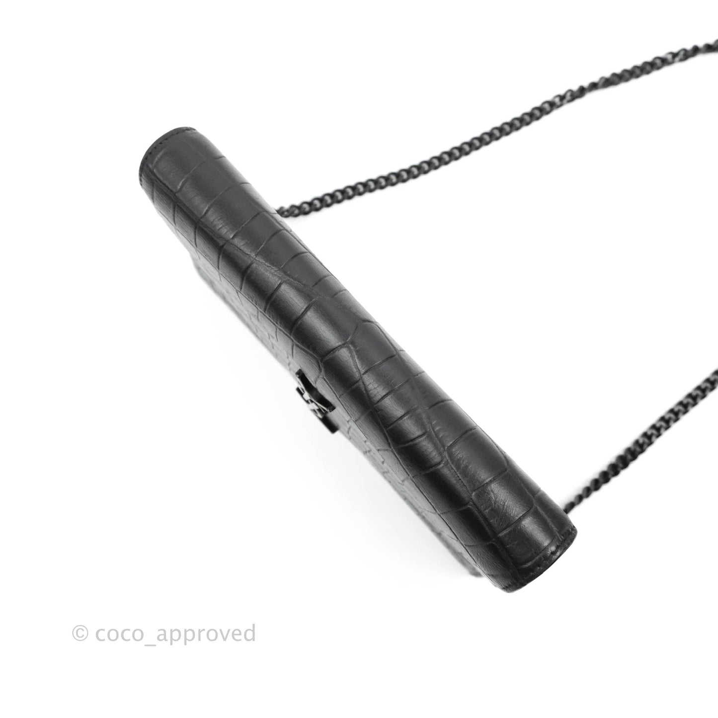 Saint Laurent Wallet on Chain So Black Crocodile-embossed Leather