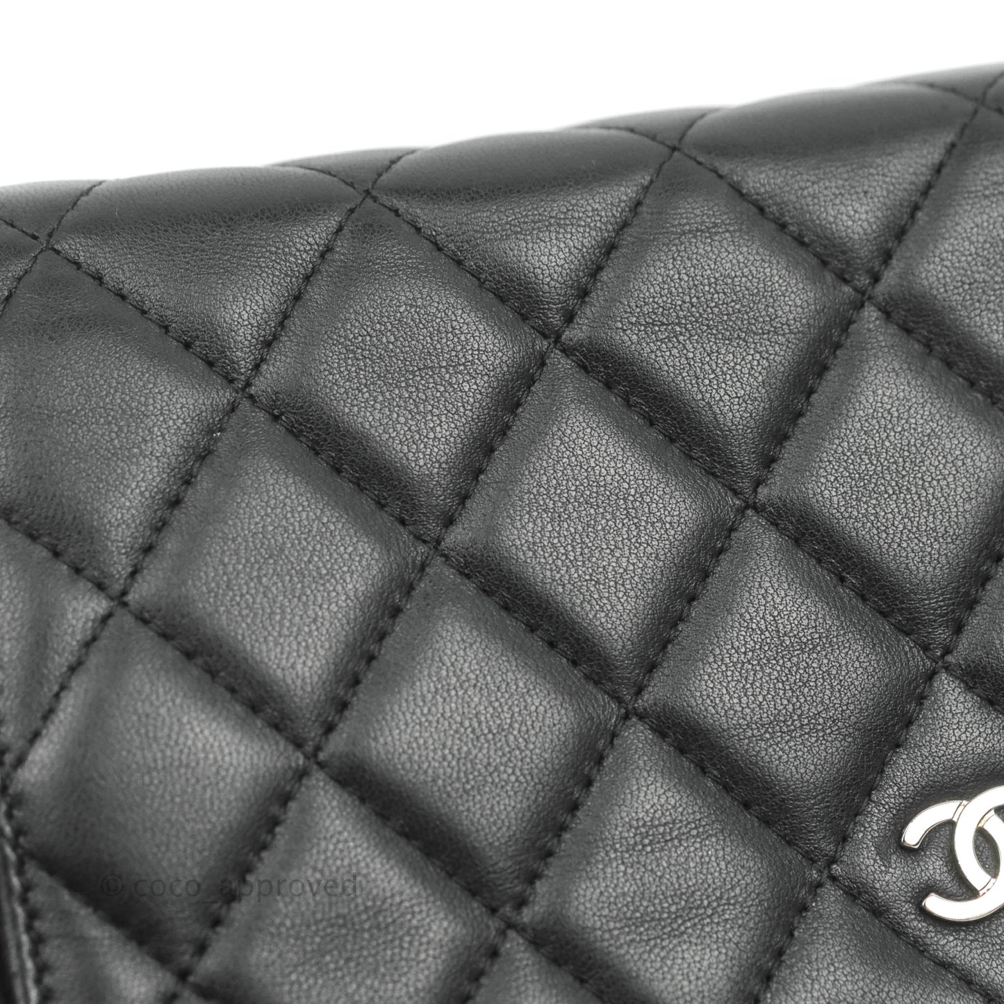 Chanel Classic Wallet On Chain Black Lambskin Silver Hardware