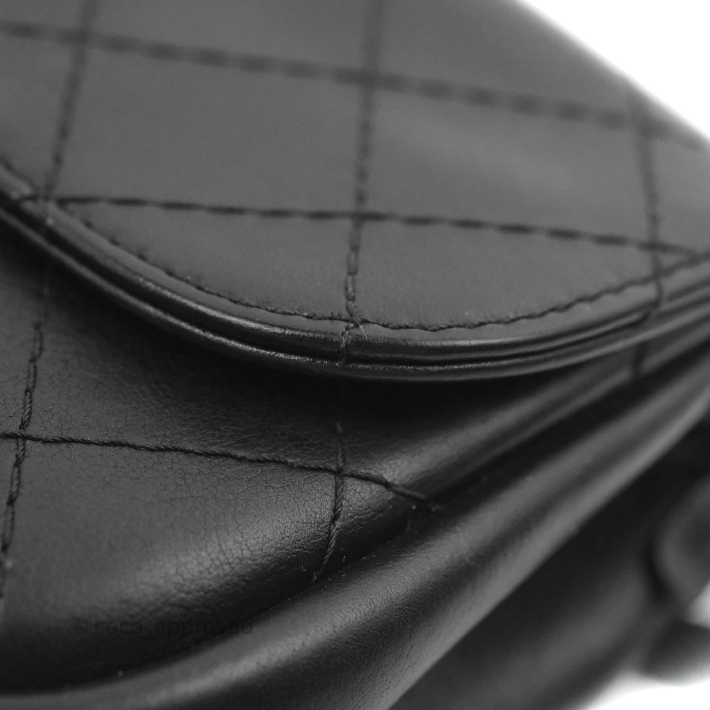 Chanel Flat Quilted Small Messenger Bag Black Calfskin Ruthenium Hardware