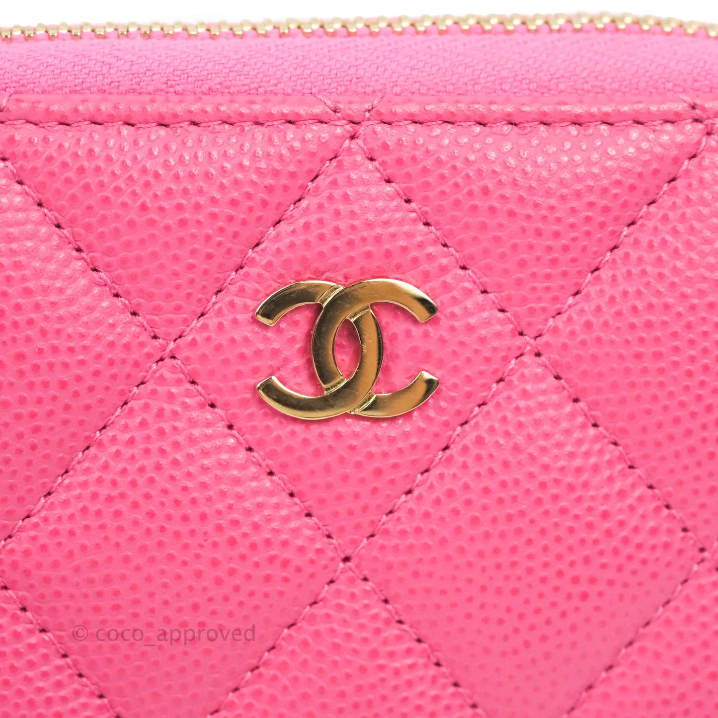 Chanel Classic Zipped Coin Purse Pink Caviar Gold Hardware