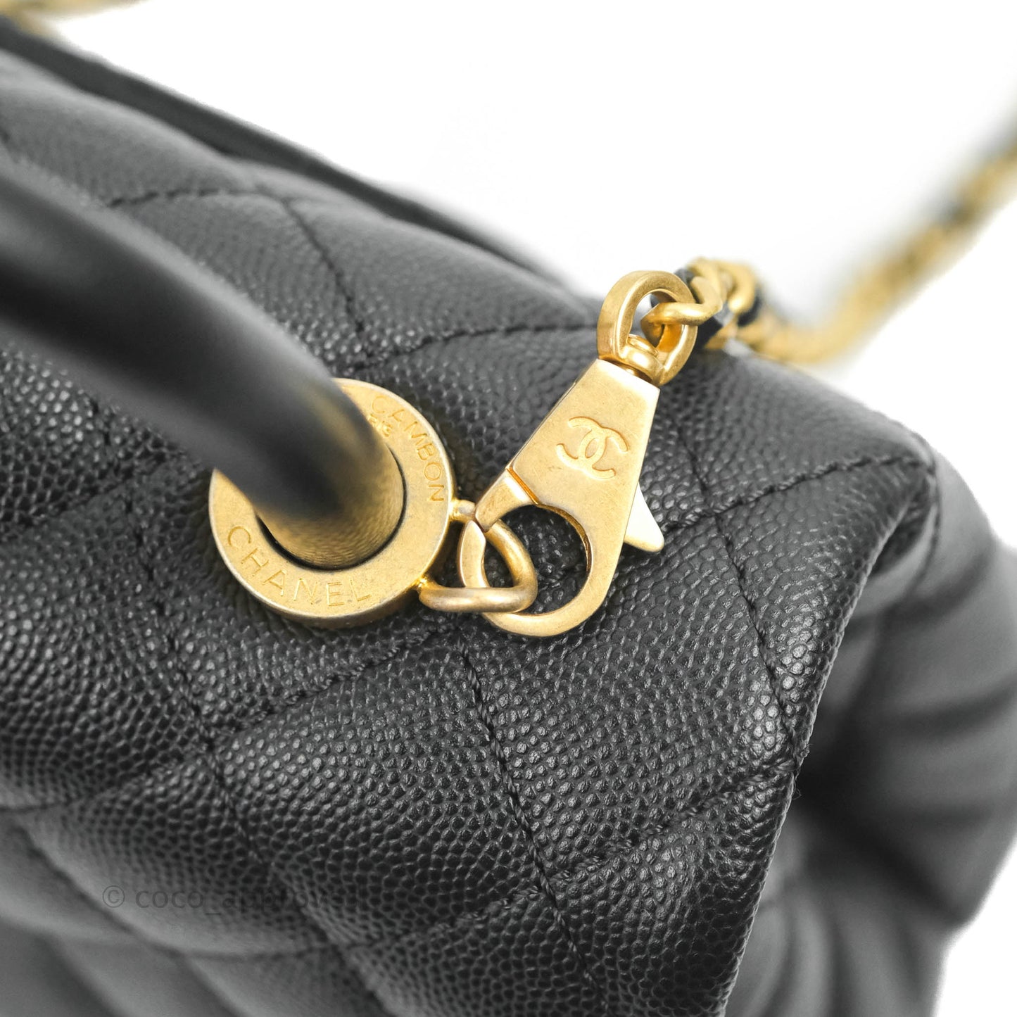 Chanel Small Coco Handle Black Caviar Aged Gold Hardware
