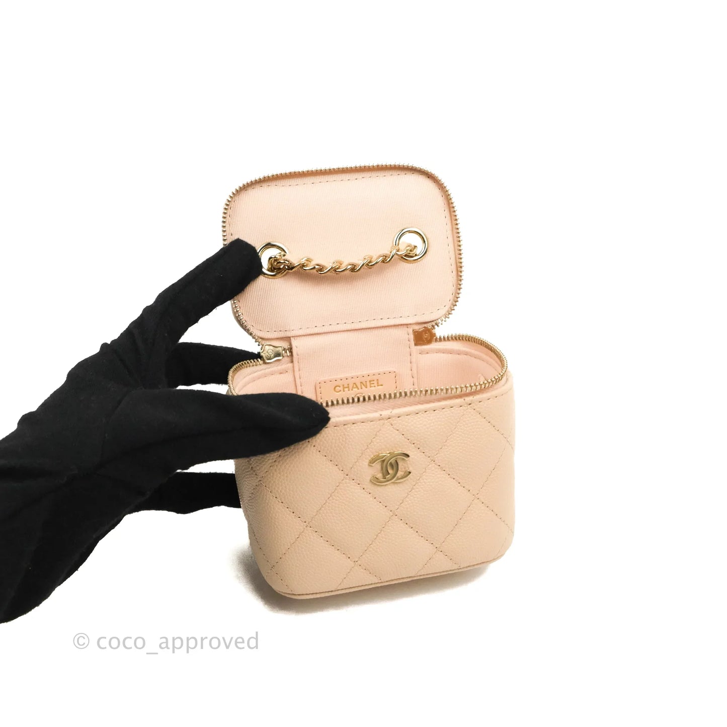 Chanel Mini Vanity With Chain Rose Clair Pink Caviar Gold Hardware