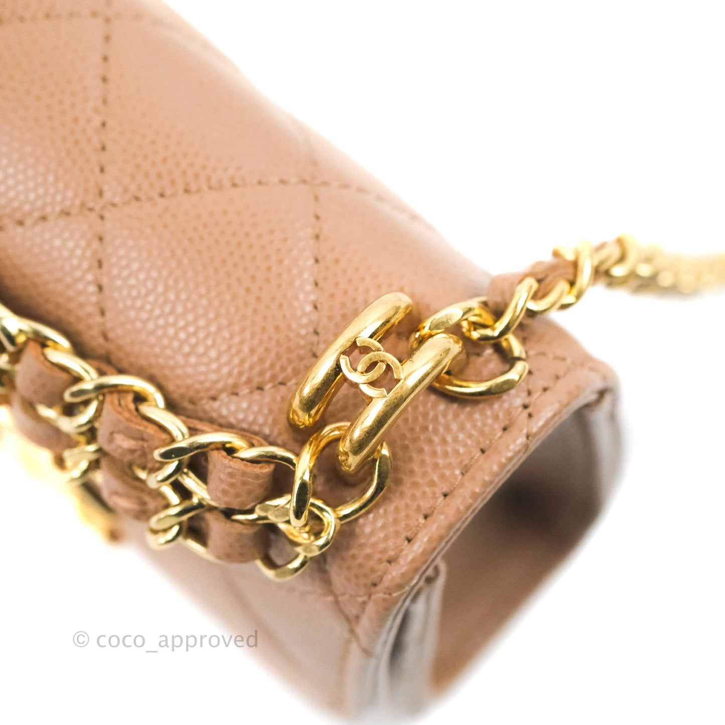 Chanel CC Chain Clutch with Chain Beige Caviar Gold Hardware