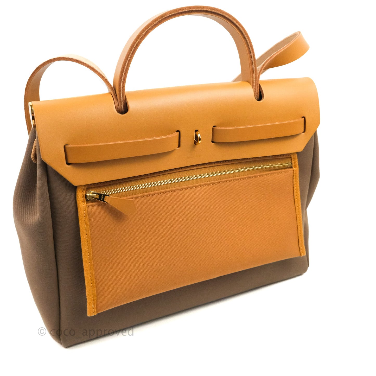Hermès Herbag Retourne Zip 31 Etoupe-Dune/ Naturel Sable Canvas Gold Hardware