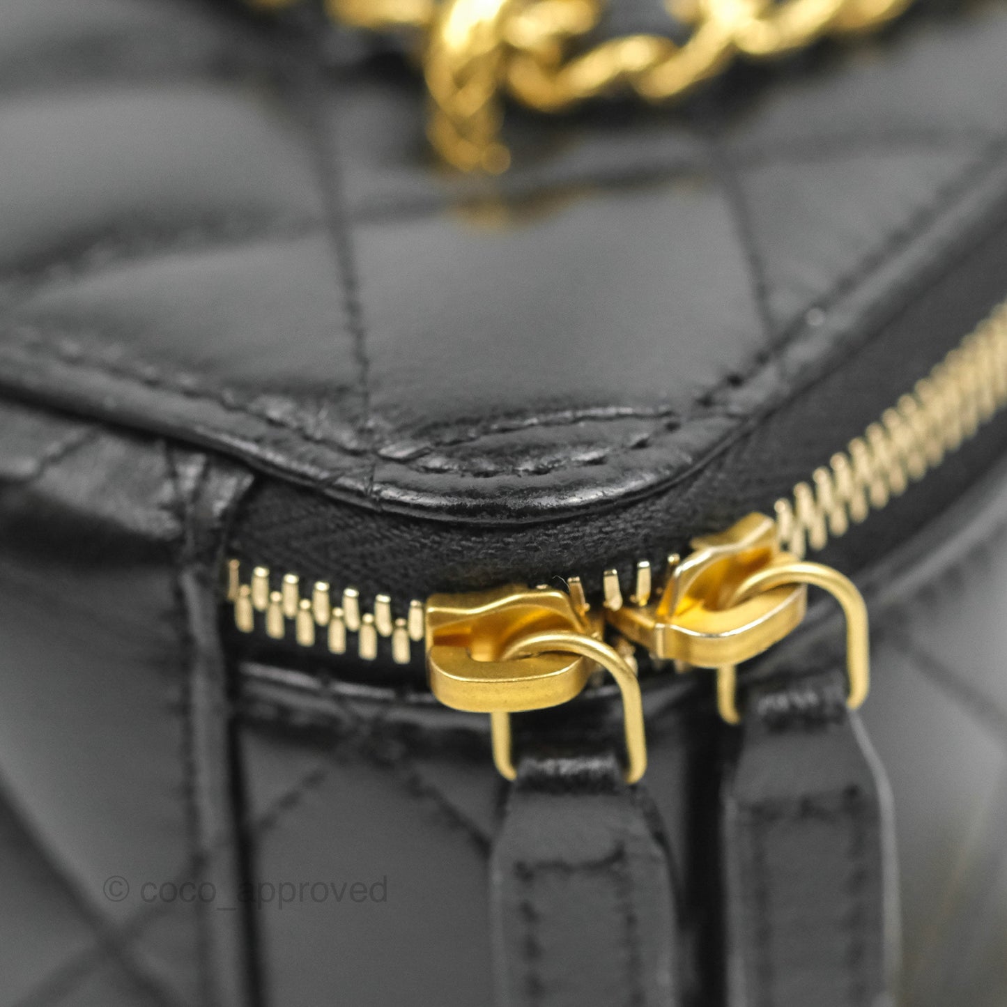 Chanel Vanity with Double Chain Black Shiny Lambskin 23C