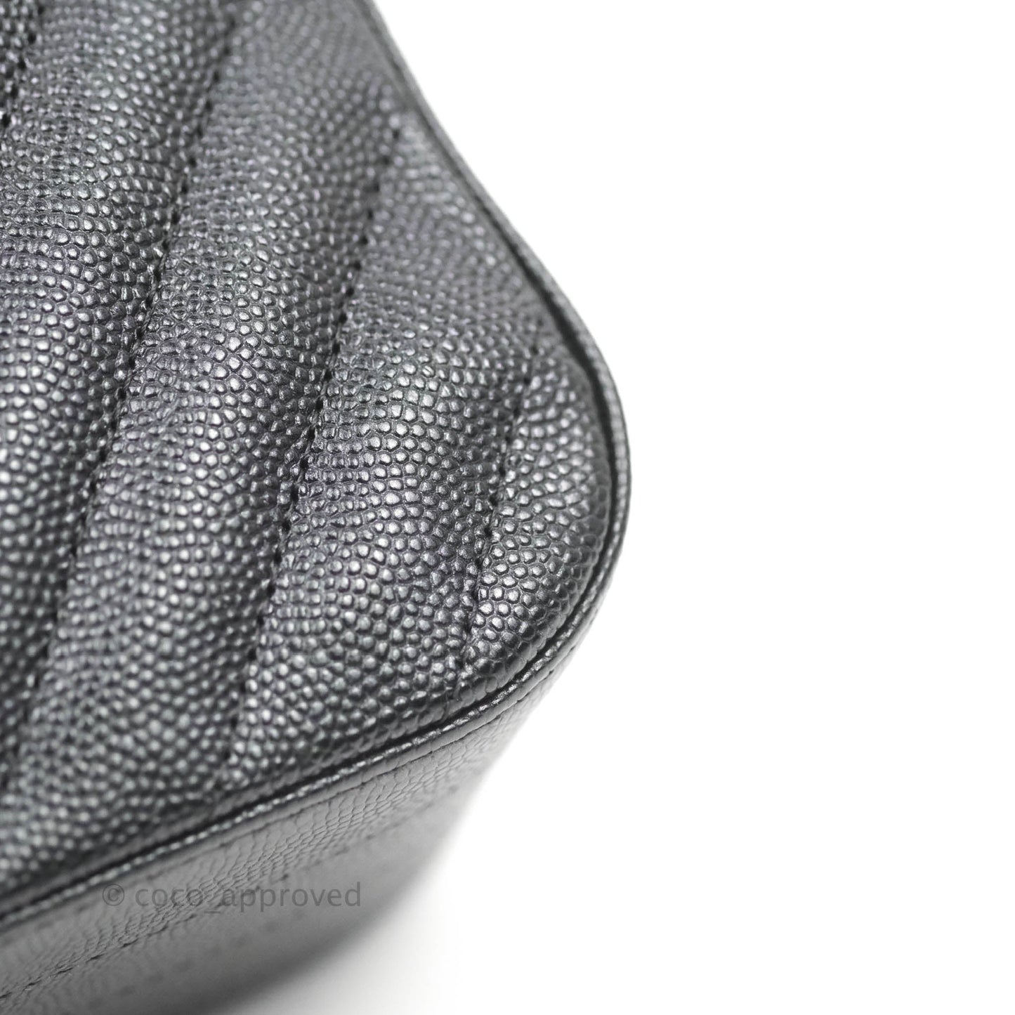 Chanel Chevron Mini Rectangular Flap Iridescent Black Caviar Ruthenium Hardware 17B