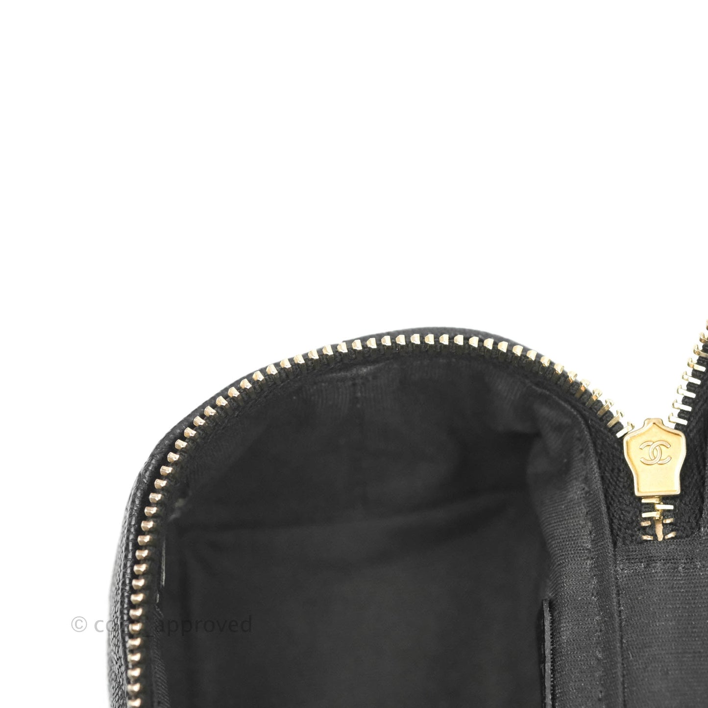 Chanel Quilted Mini Top Handle Vanity With Chain Black Caviar Aged Gold Hardware