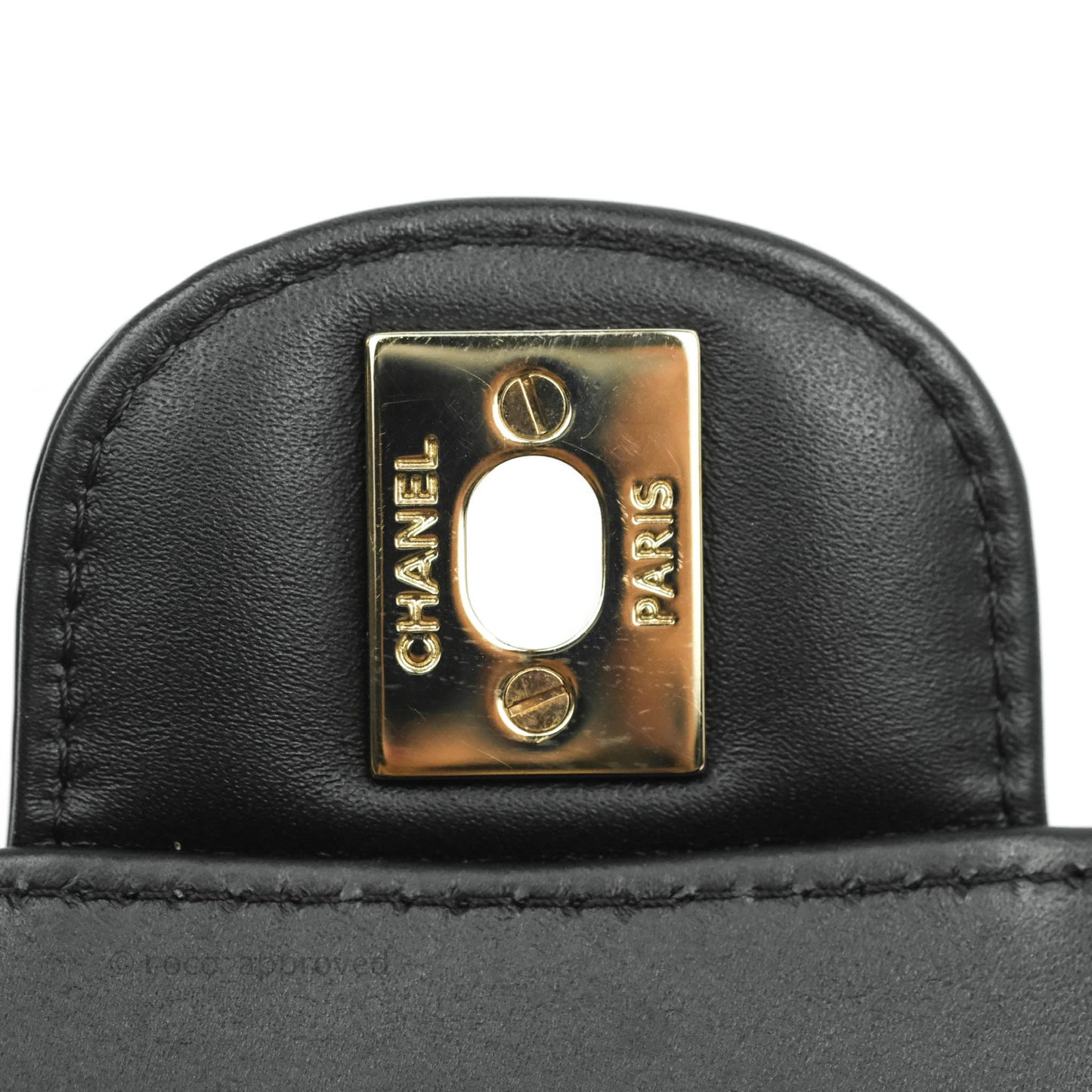 Chanel Quilted Mini Rectangular Flap Black Patent Gold Hardware