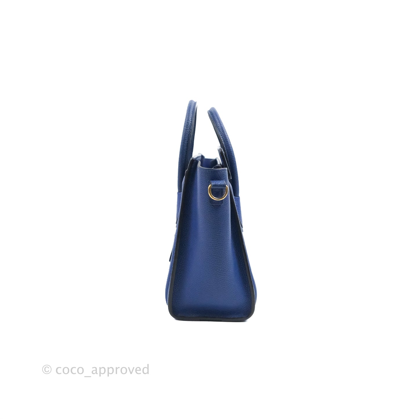 Celine Nano Luggage Dark Blue Drummed Calfskin Gold Hardware