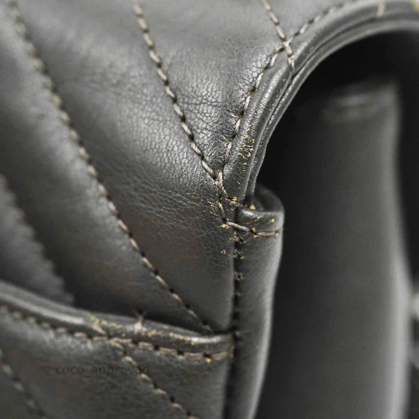 Saint Laurent Chevron Medium College Grey Chain Bag Ruthenium Hardware