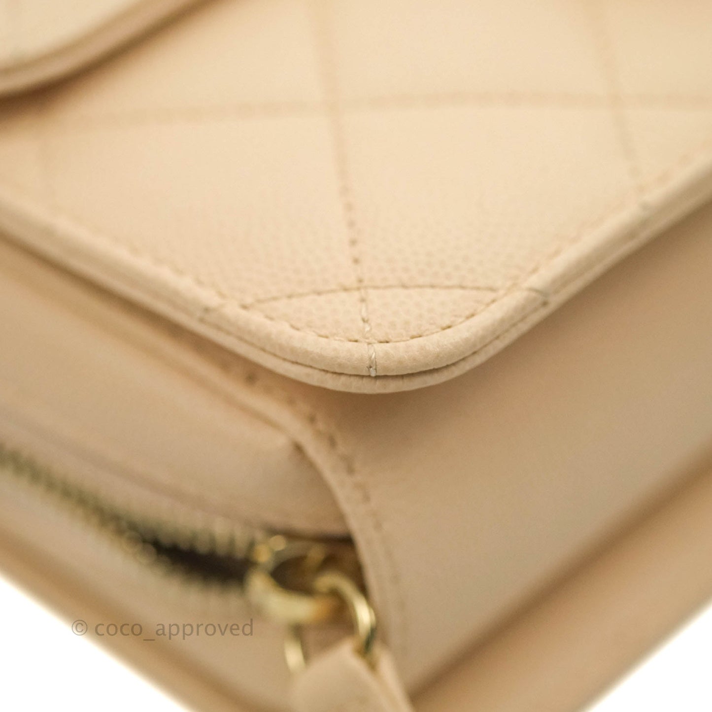 Chanel Quilted Small Like The Wallet Flap Light Beige Caviar Light Gold Hardware 22C