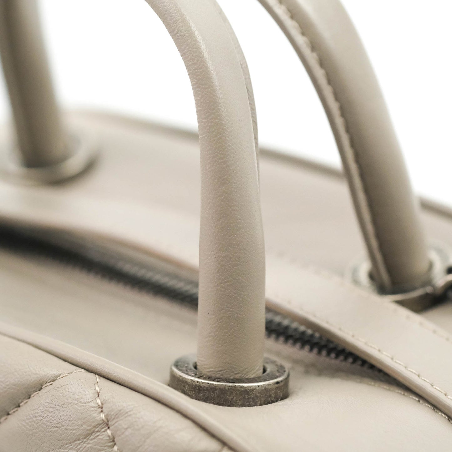 Chanel Quilted Small Coco Handle Bowling Bag Grey Aged Calfskin Ruthenium Hardware