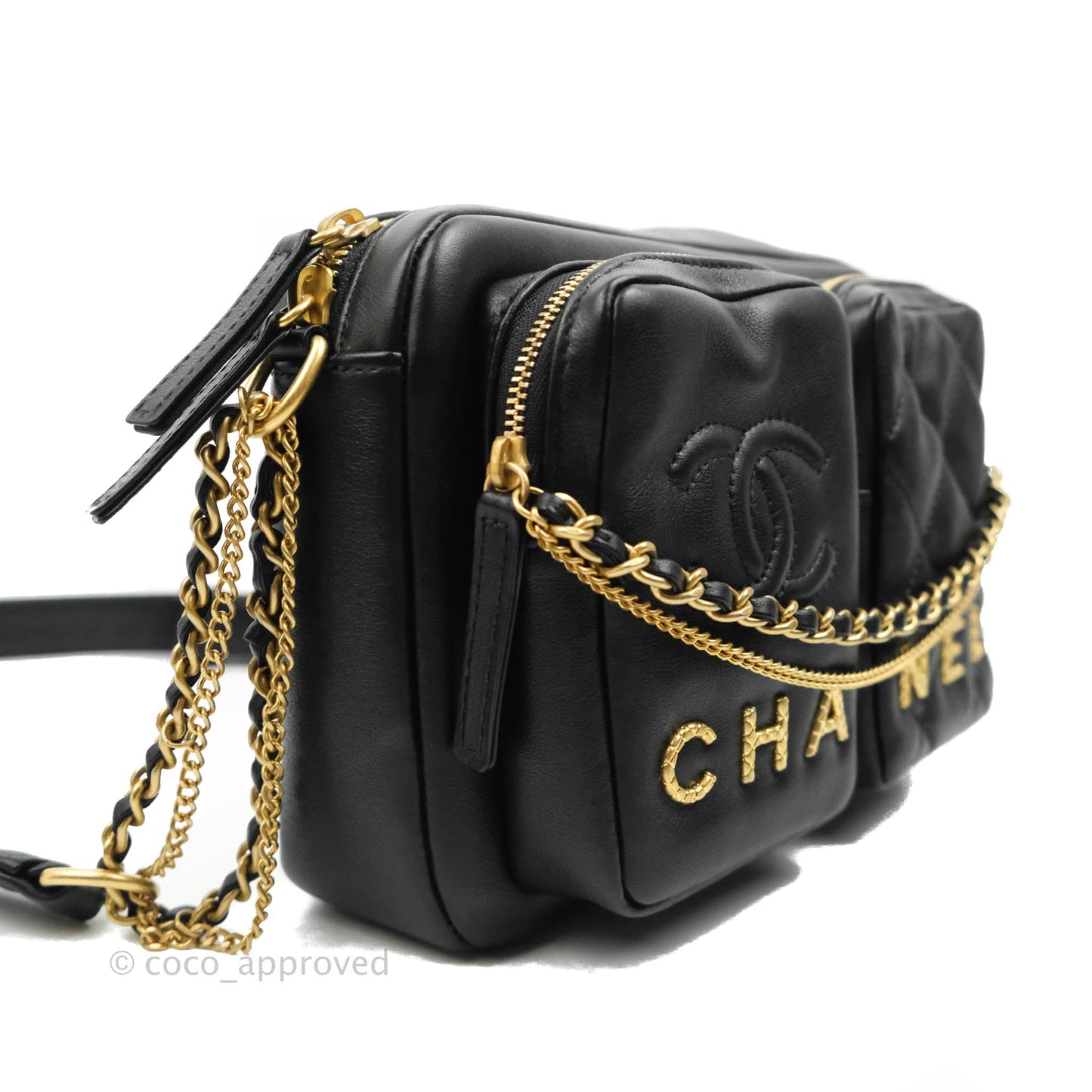 Chanel Quilted Small Camera Case Black Calfskin