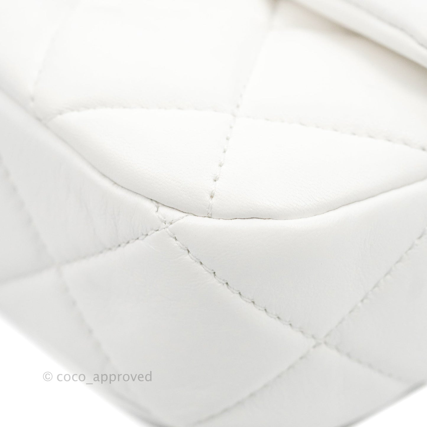 Chanel Small Flap Bag White Lambskin Aged Gold and Lacquered Metal 22S