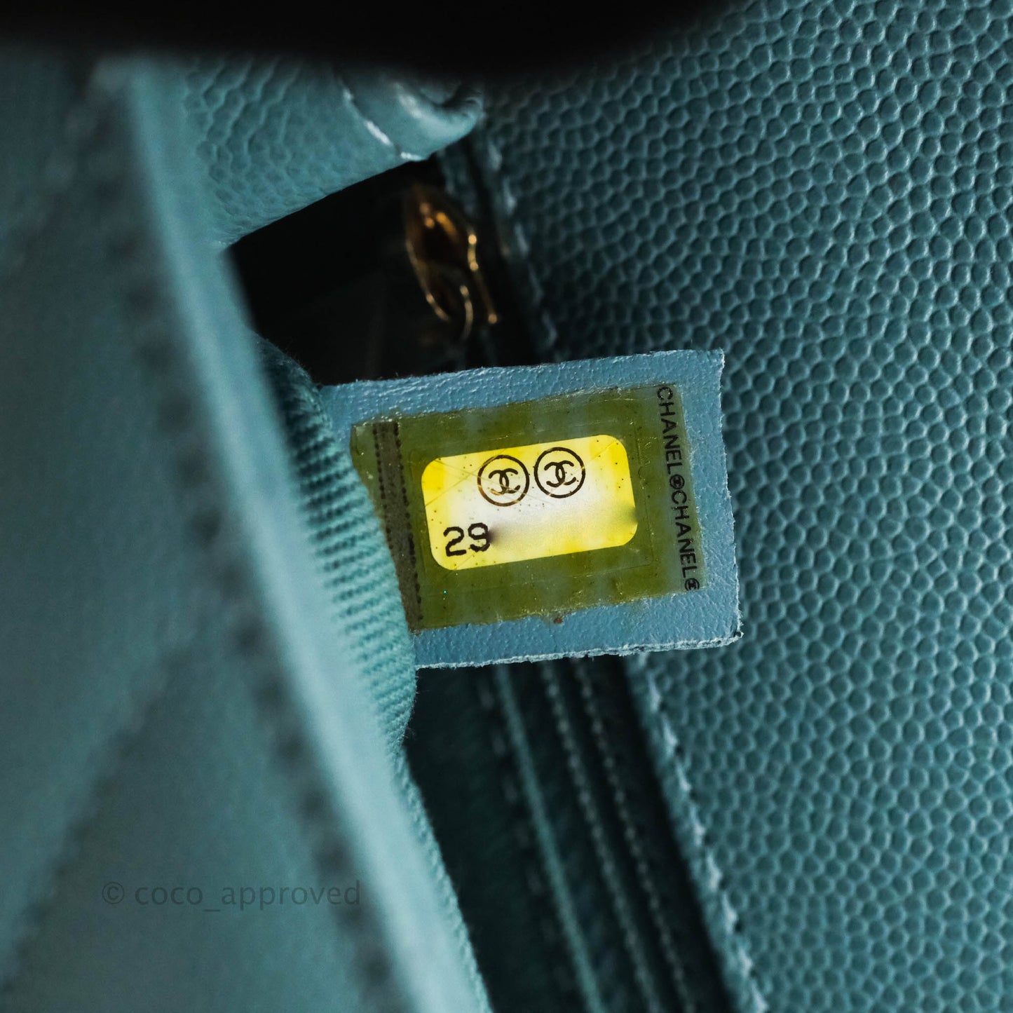 Chanel Small Coco Handle Chevron Blue Caviar Gold Hardware