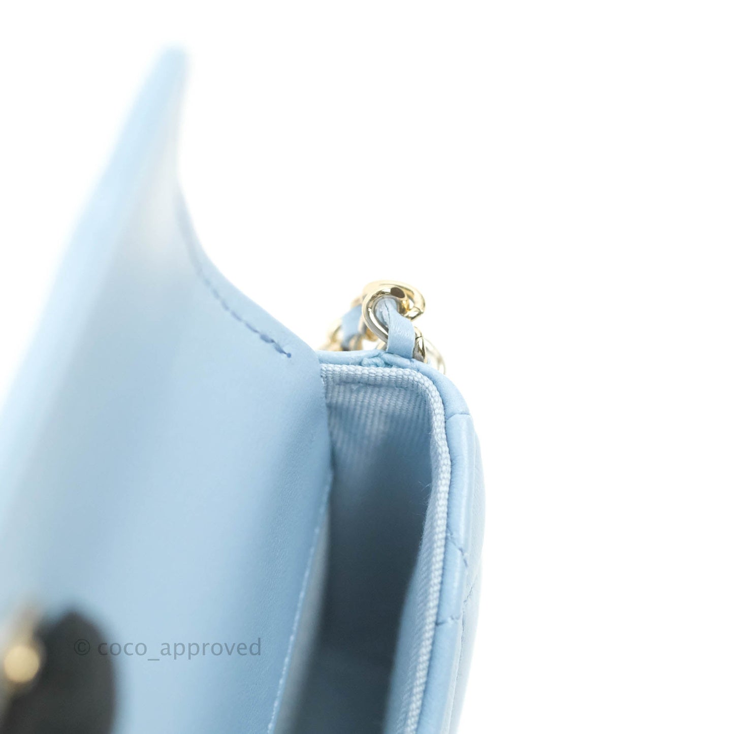 Chanel Mini Clutch With Chain Blue Lambskin Gold Hardware