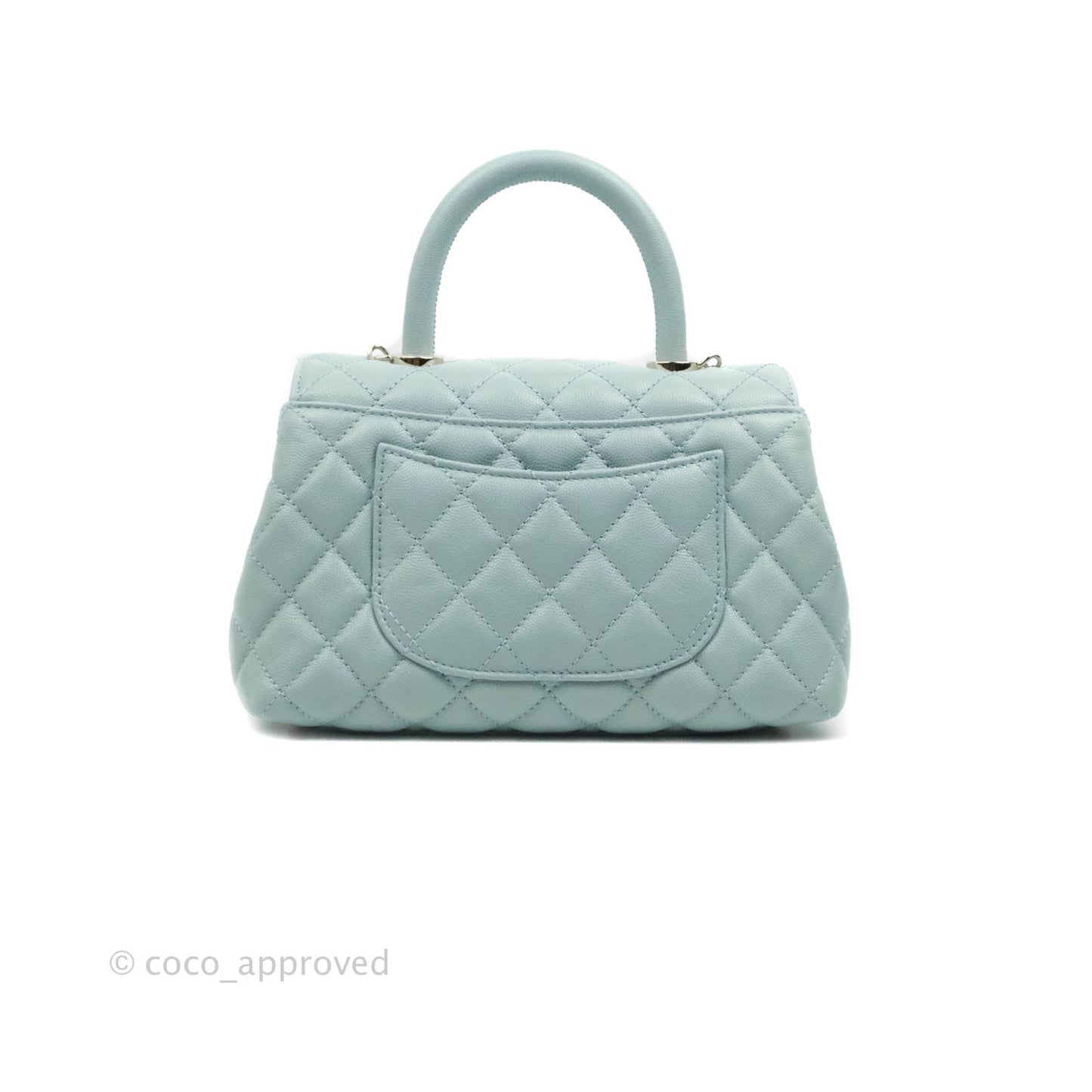 Chanel Small Coco Handle Quilted Light Blue Caviar Gold Hardware