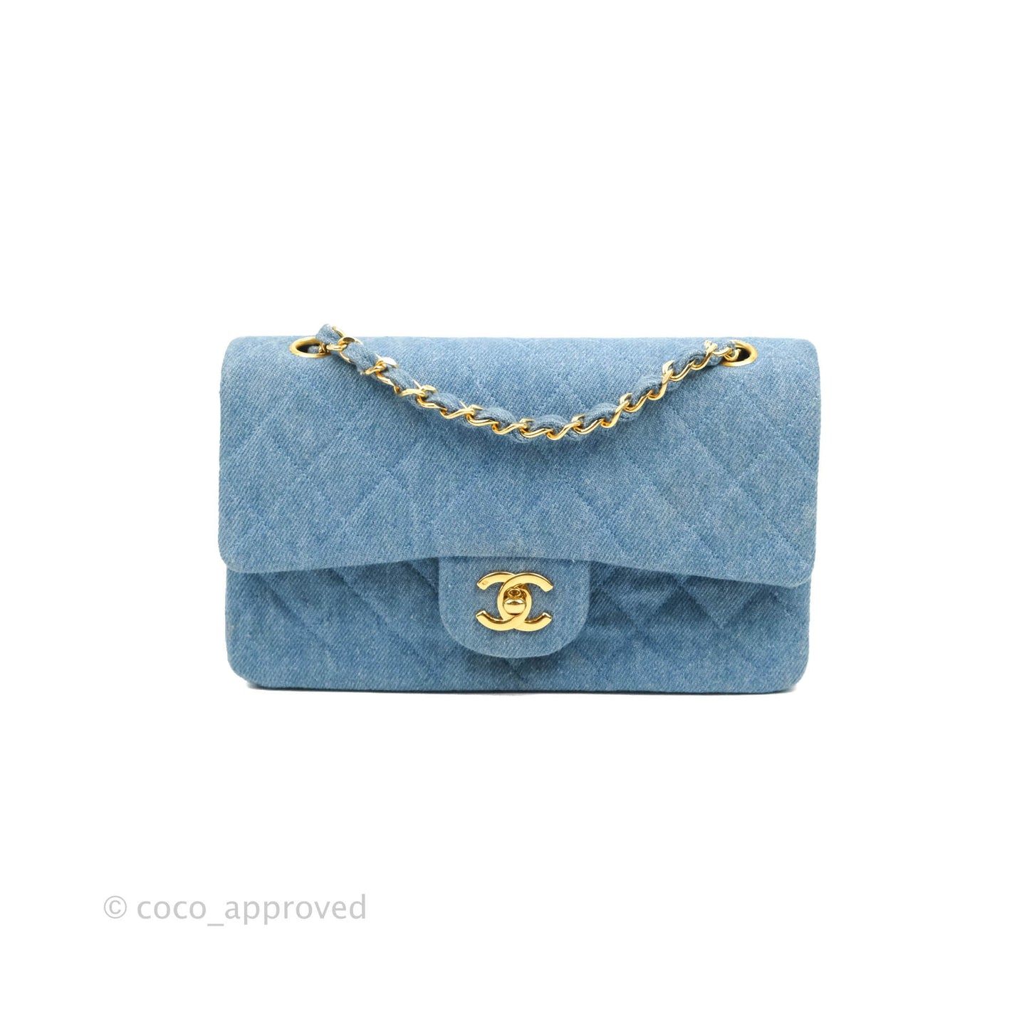 Chanel Vintage Classic Small S/M Flap Denim 24K Gold Hardware
