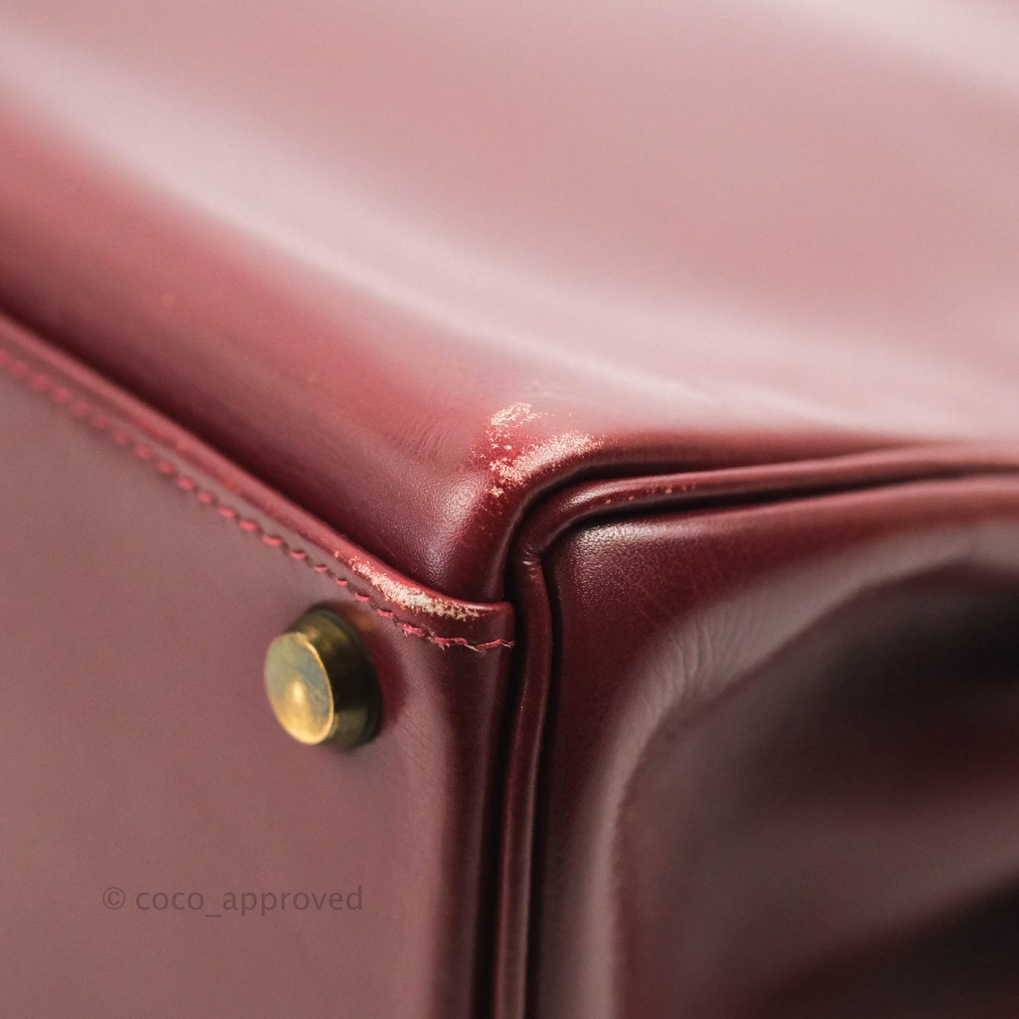 Hermès Vintage Kelly Retourne 32 Dark Red Gold Hardware