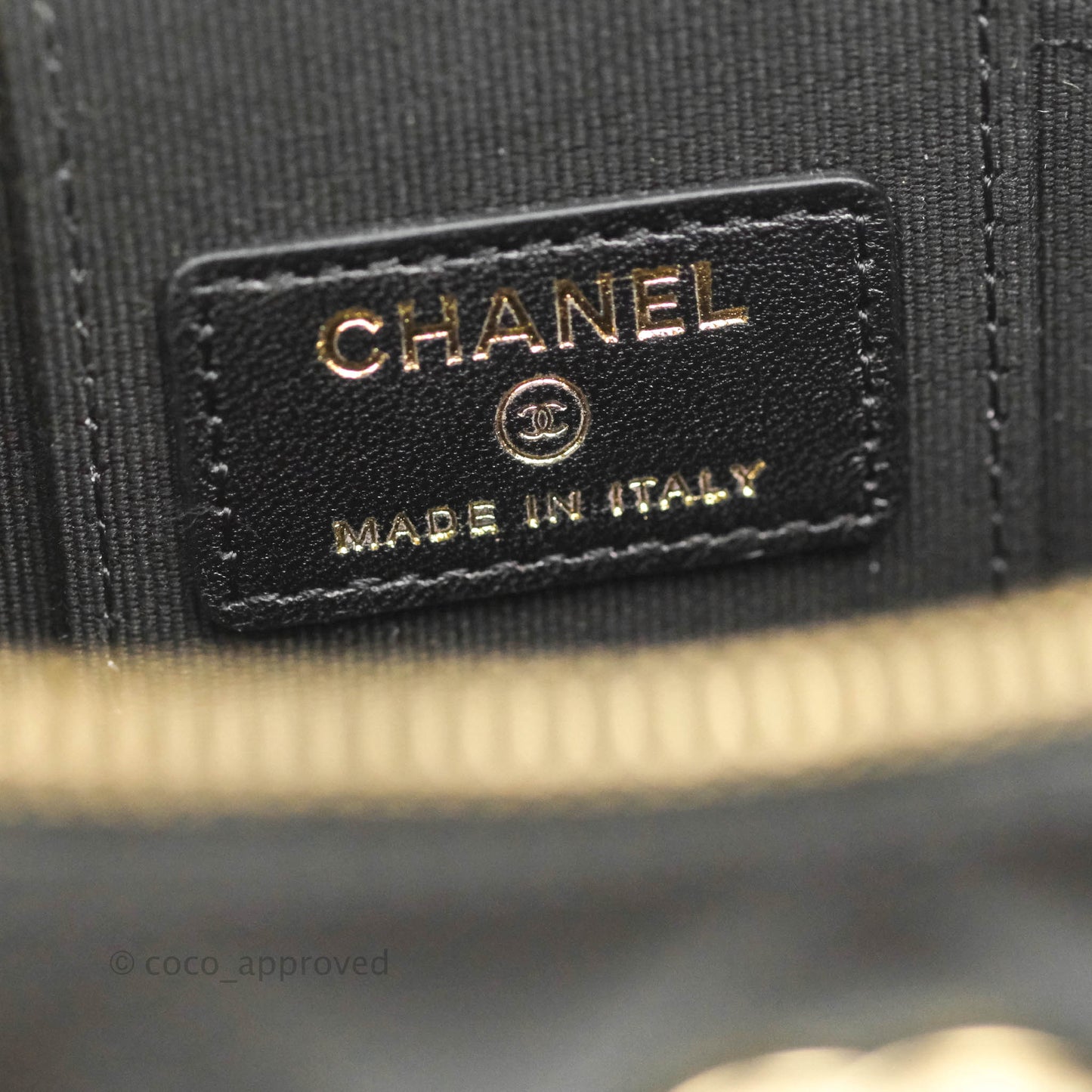 Chanel Mini Top Handle Vanity With Chain Black Lambskin Gold Hardware