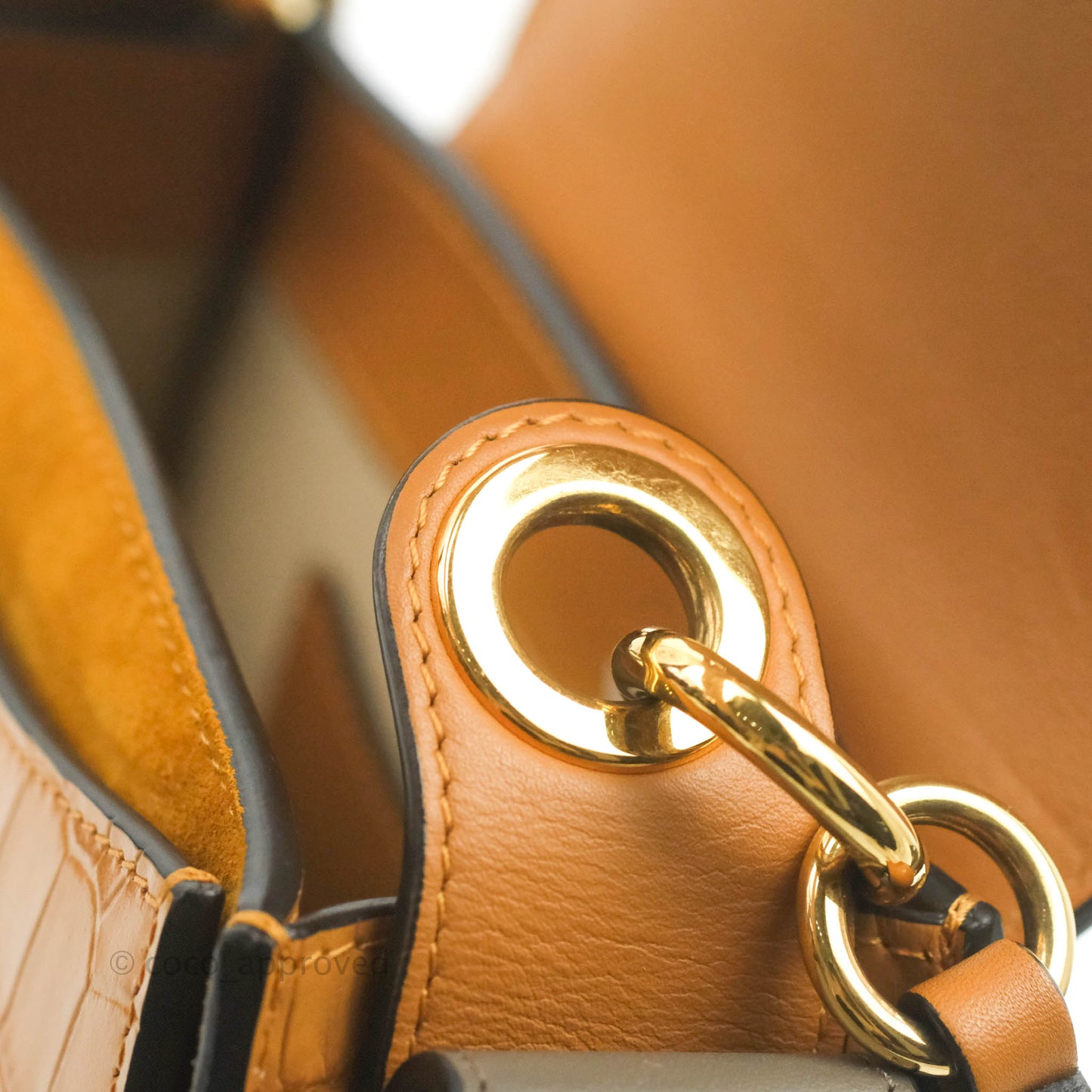 Chloe Small Croc-Embossed Tess Brown Bag