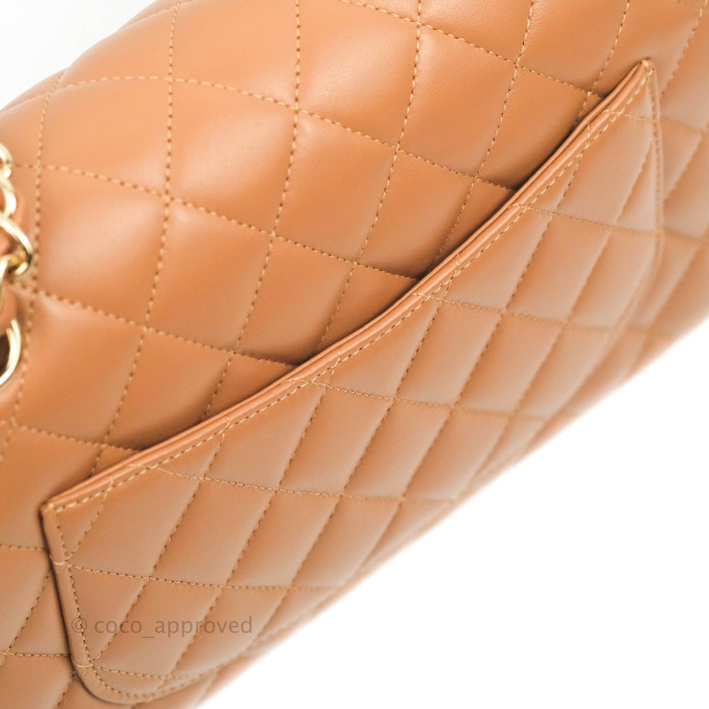 Chanel Classic Small S/M Flap Dark Beige Caramel Lambskin Gold Hardware 22S