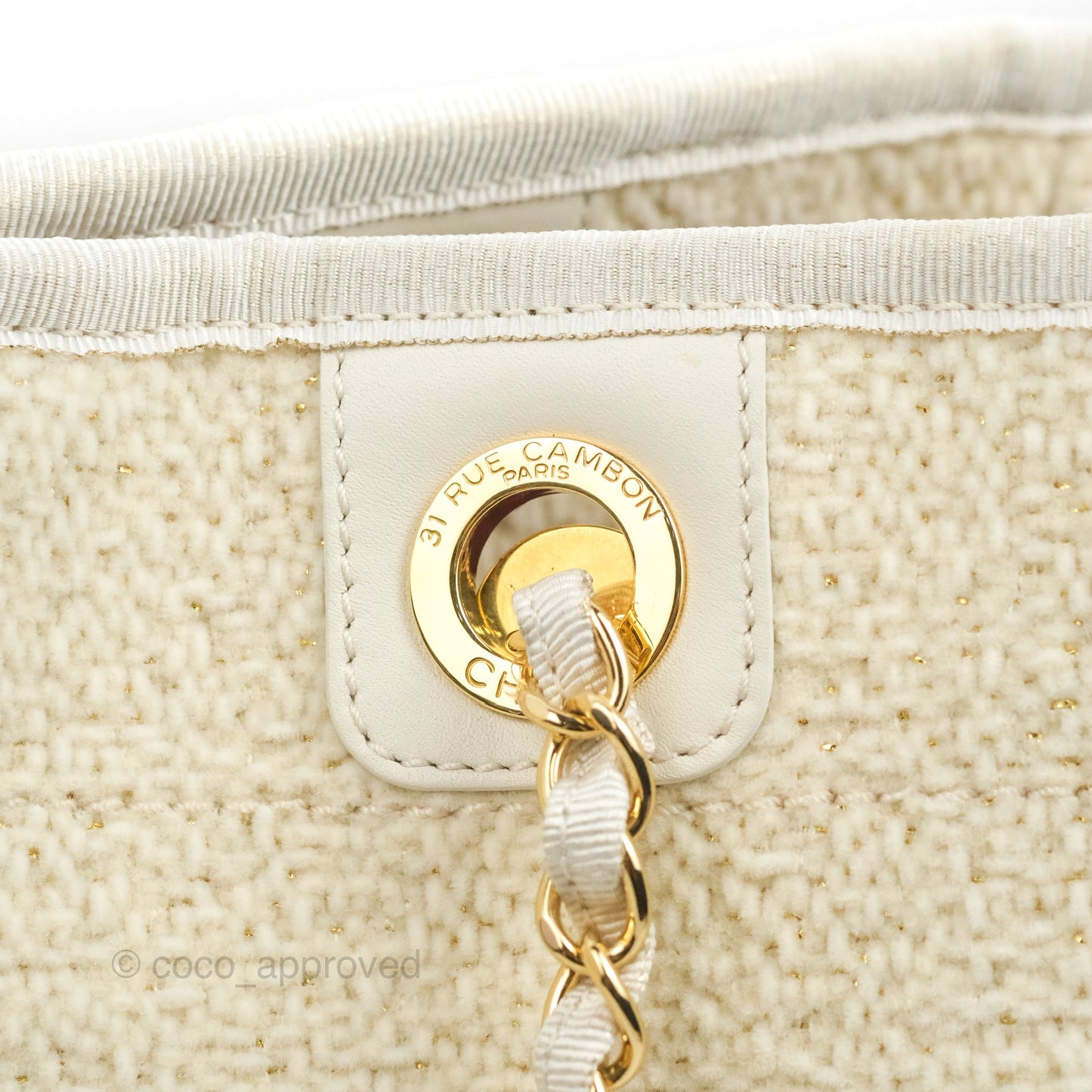 Chanel Medium Deauville Tote Ivory Lurex Boucle 19A