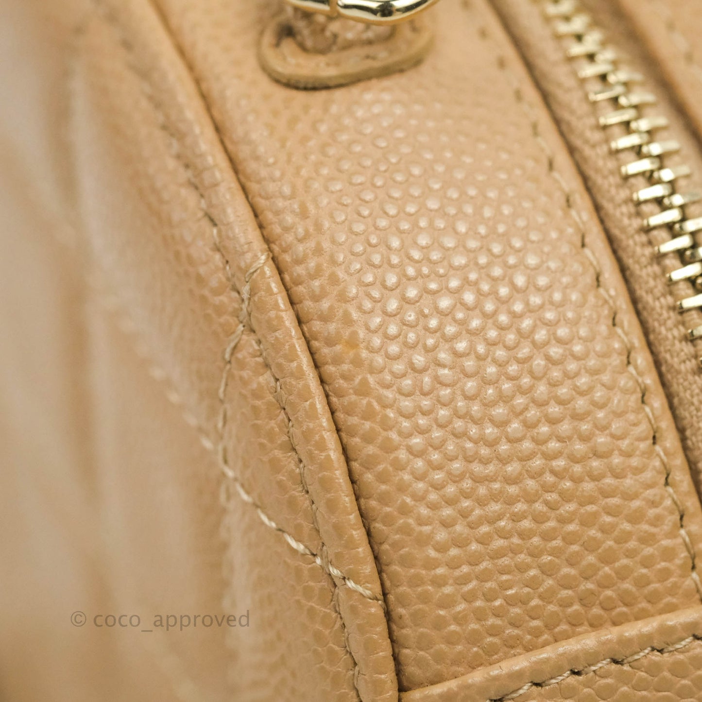 Chanel Round Circle Bag Dark Beige Caviar Light Gold Hardware