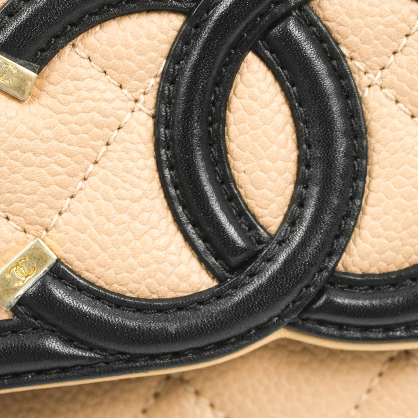 Chanel Quilted Medium CC Filigree Flap Beige Black Caviar