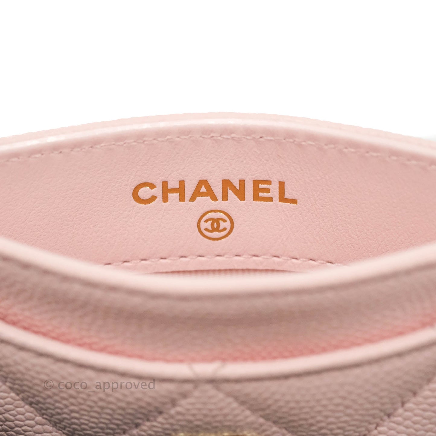 Chanel Classic Flat Card Holder Light Pink Caviar Gold Hardware