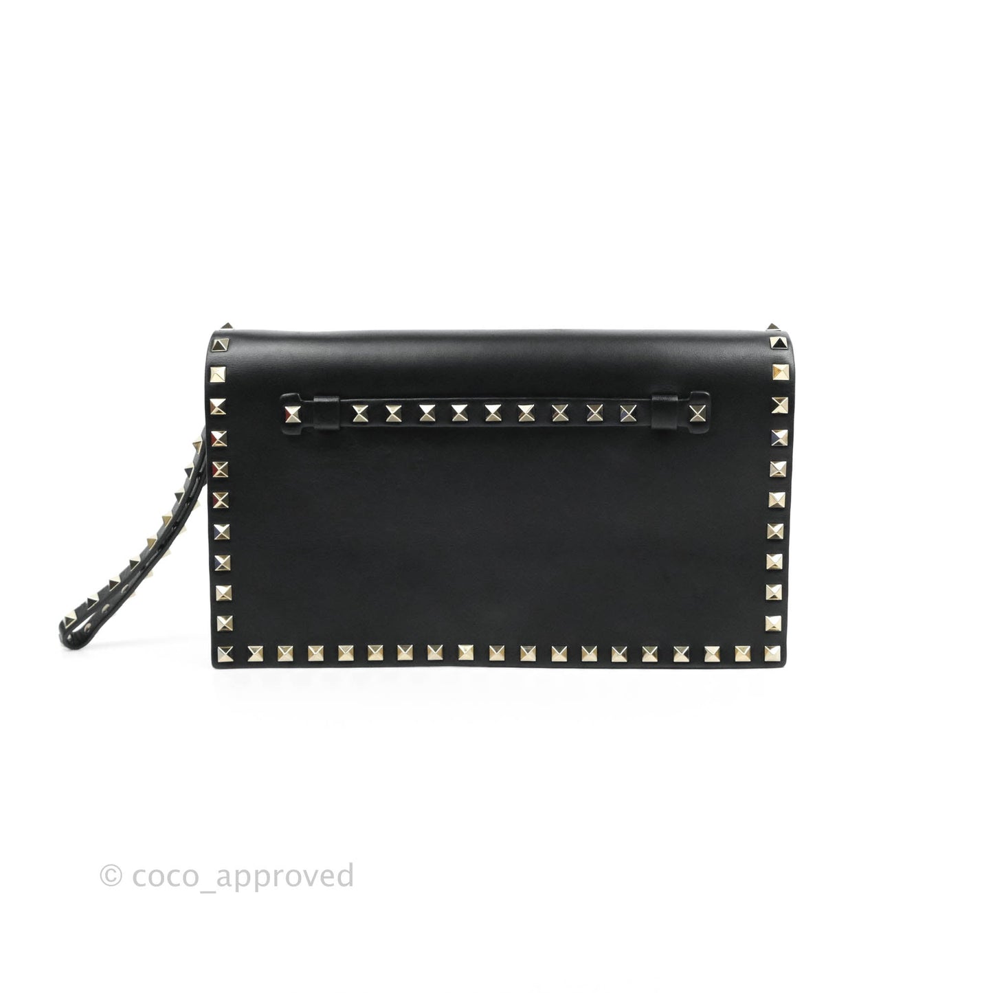 Valentino Nappa Rockstud Wristlet Clutch Black