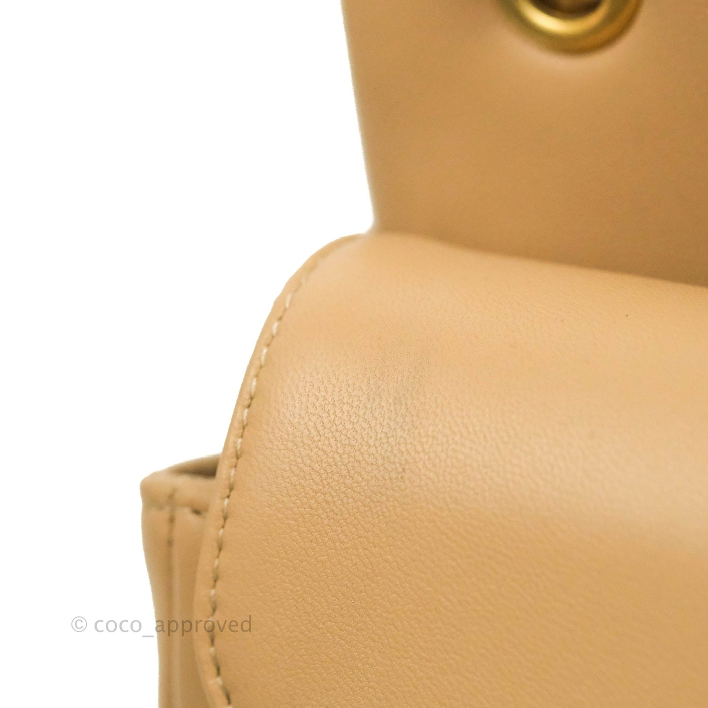 Chanel A Real Catch Quilted Flap Bag Beige Aged Gold Hardware