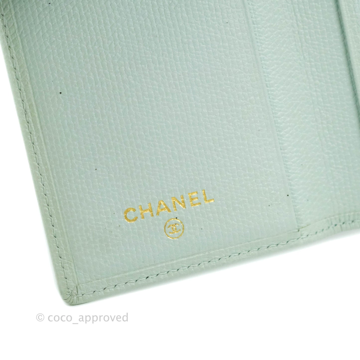 Chanel Card Holder Tiffany Blue Grained Leather