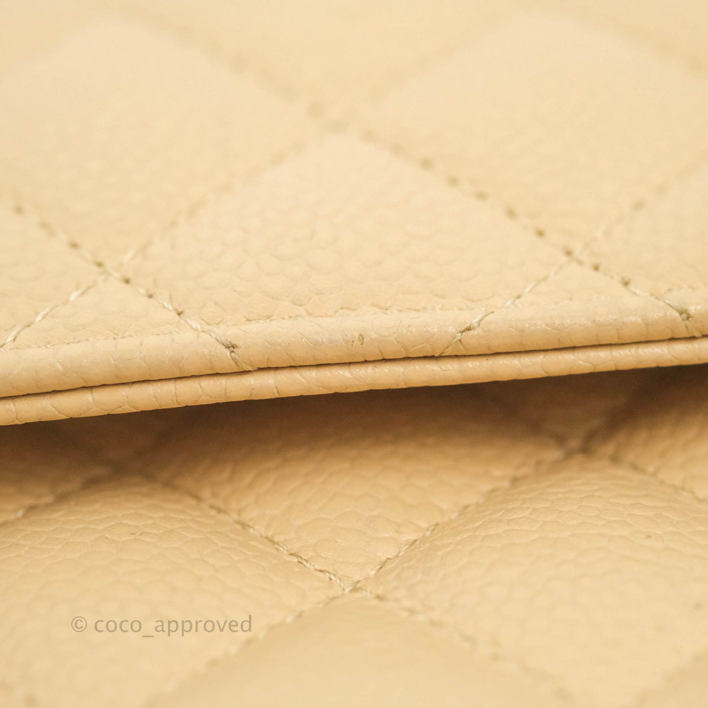 Chanel Classic M/L Medium Flap Quilted Beige Caviar Gold Hardware