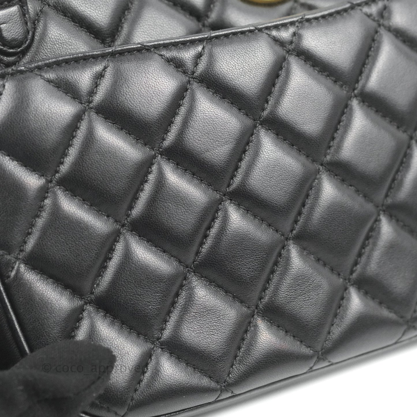 Chanel Quilted Camera Case Bag Black Lambskin Aged Gold Hardware