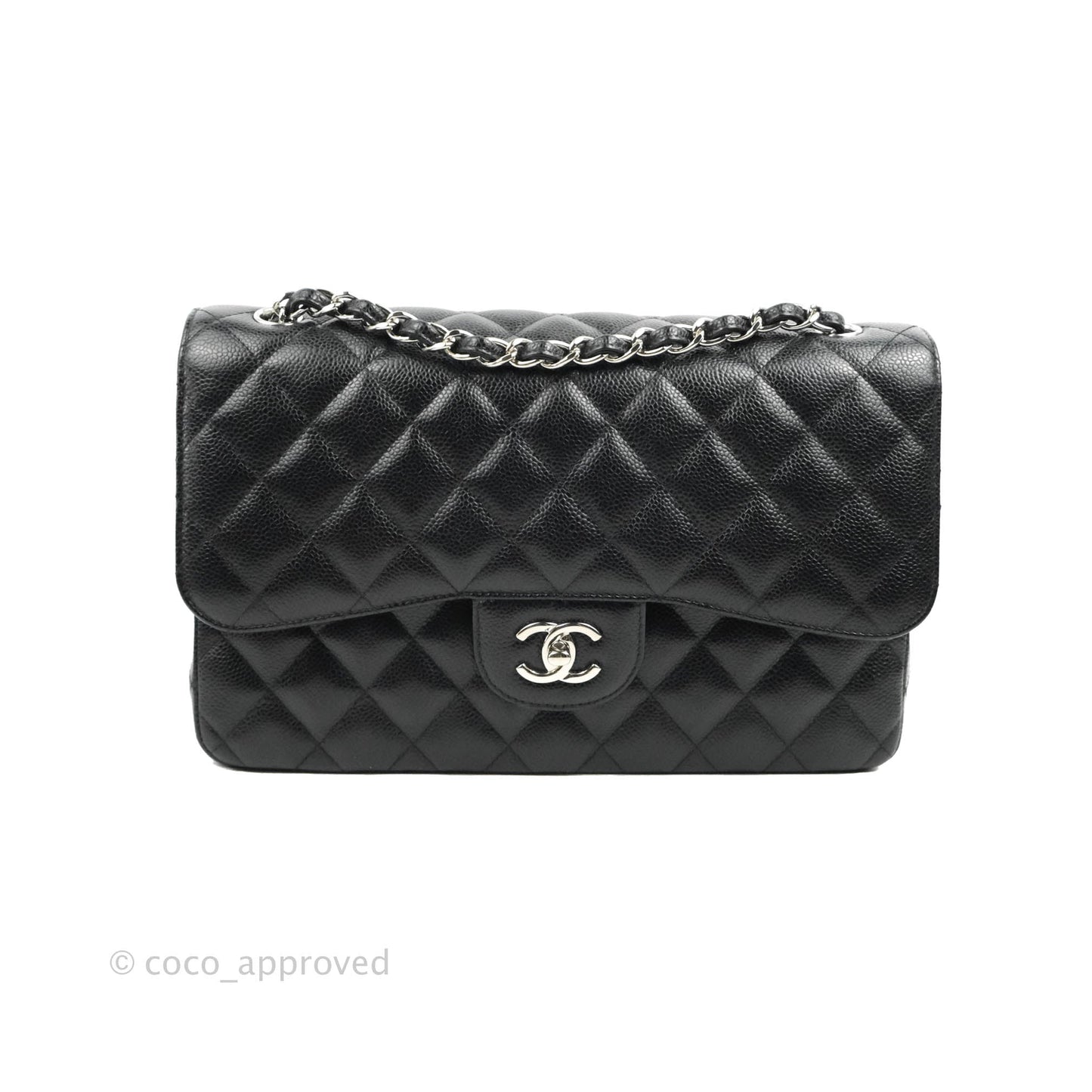 Chanel Jumbo Double Flap Black Caviar Silver Hardware⁣⁣