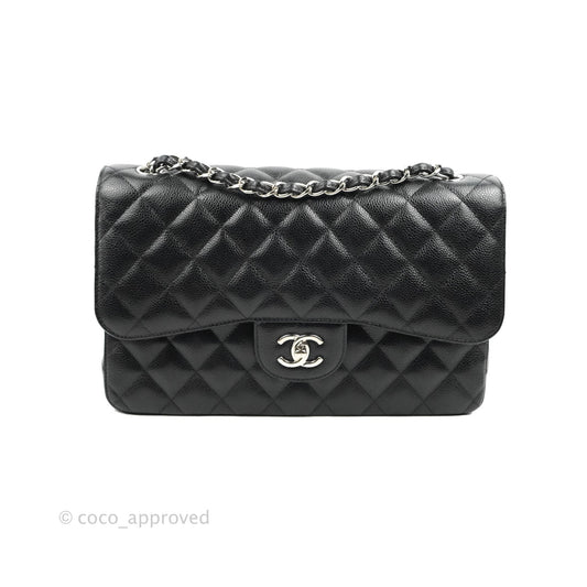 Chanel Jumbo Double Flap Black Caviar Silver Hardware⁣⁣