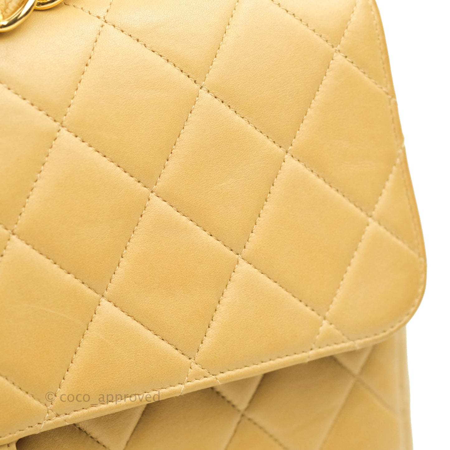 Chanel Classic Vintage Jumbo Single Flap Beige Lambskin Gold Hardware
