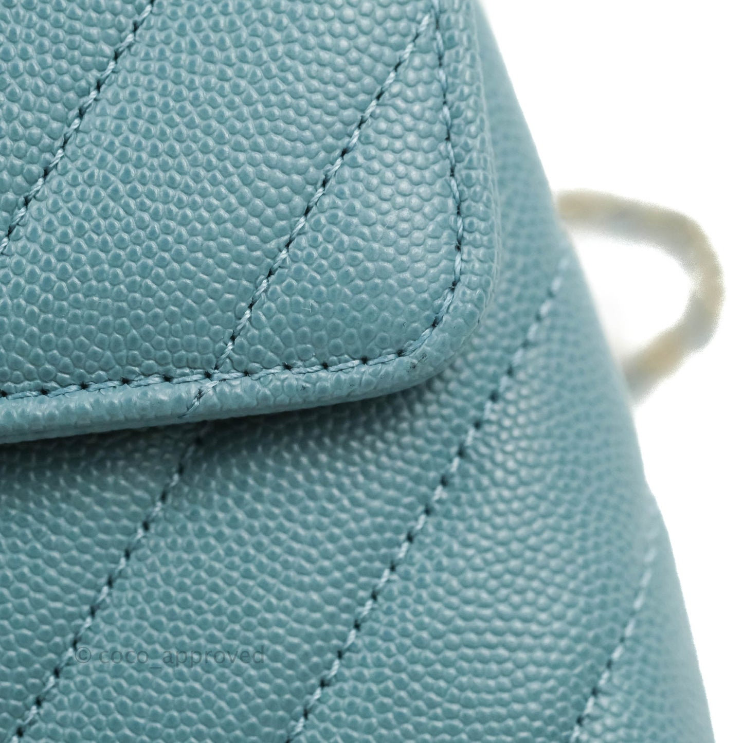 Chanel Small Coco Handle Chevron Blue Caviar Gold Hardware