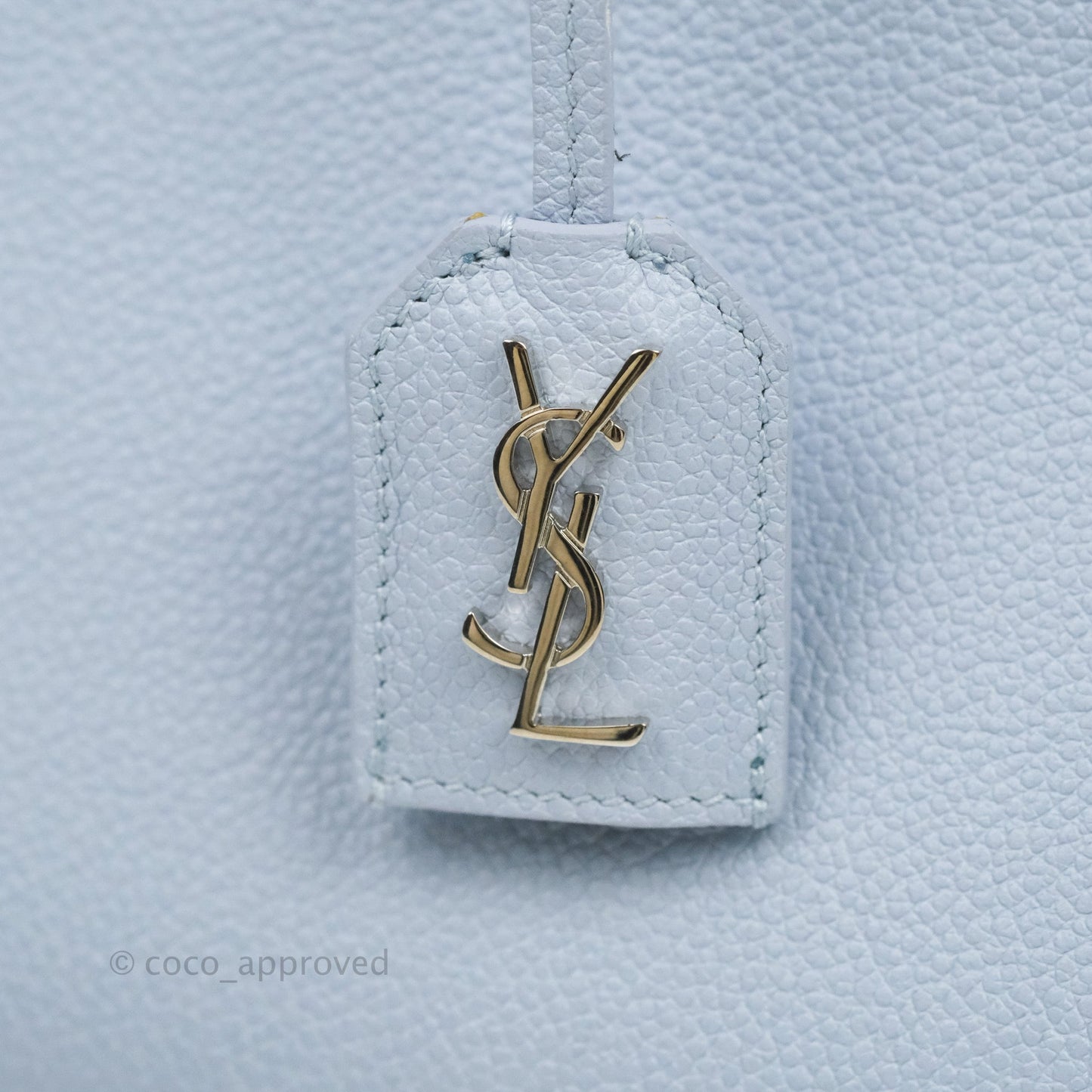 Saint Laurent Small Cabas Rive Gauche Bag Grained Calfskin Baby Blue Silver Hardware