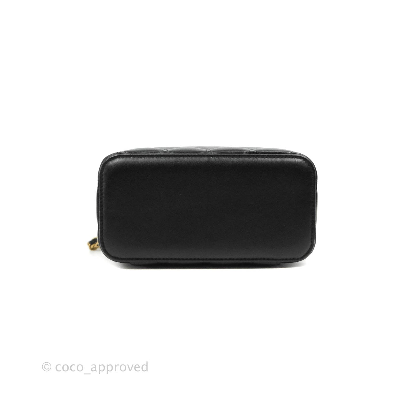 Chanel Vanity Rectangular Top Handle Black Lambskin Gold Hardware