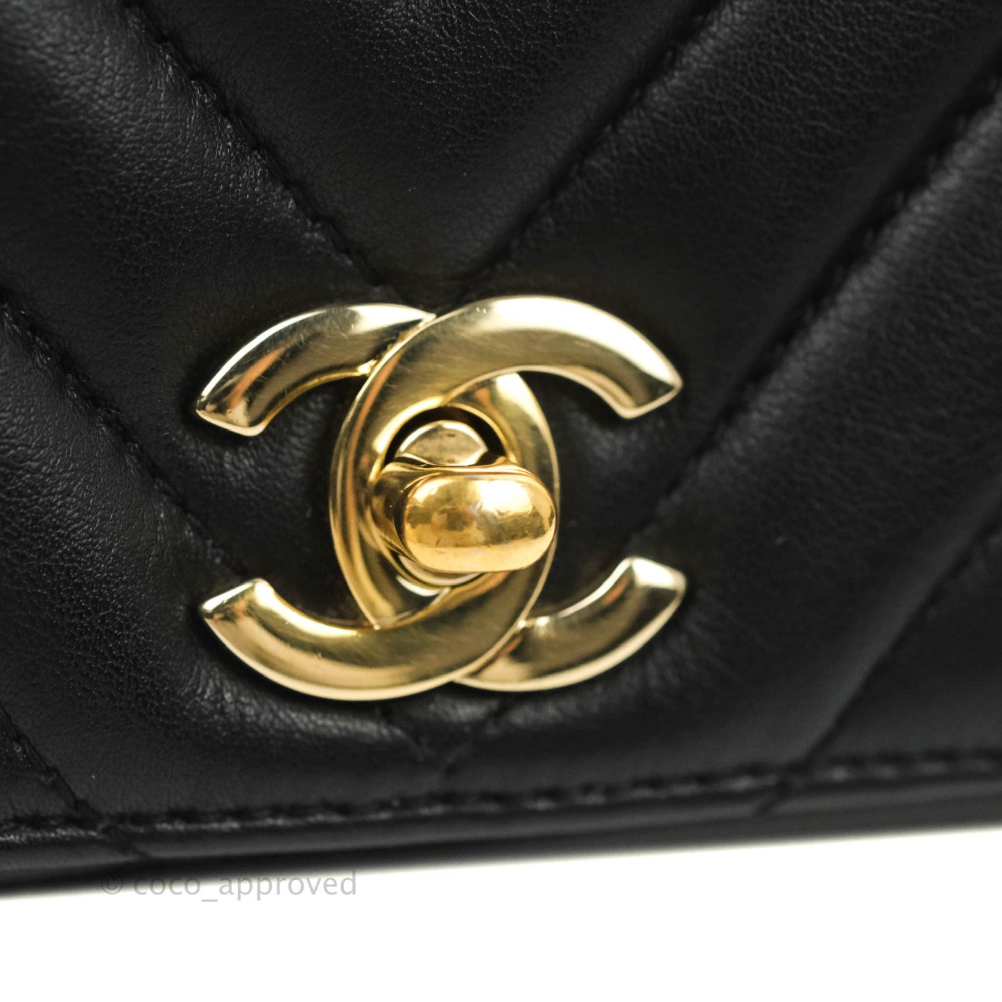 Chanel Small Statement Chevron Flap Bag Black Gold Hardware