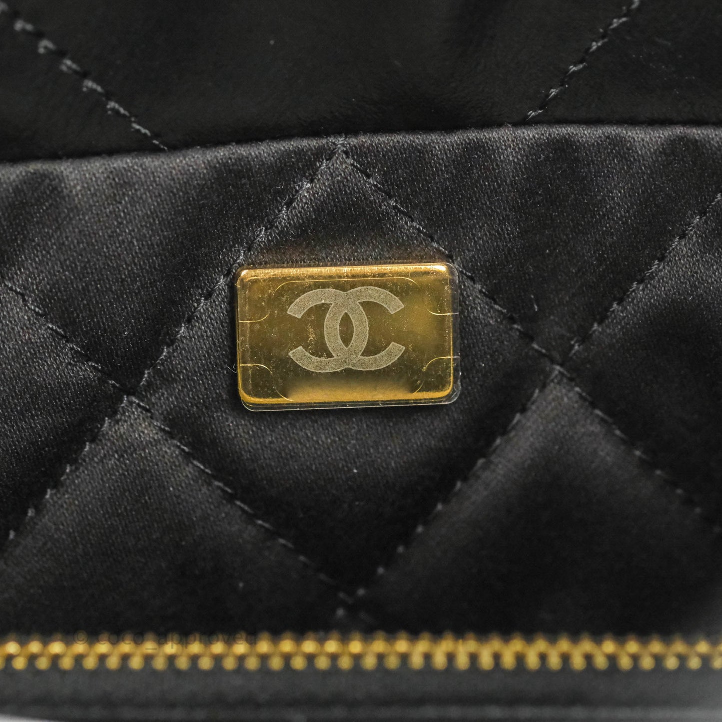 Chanel 22 Small Black Shiny Calfskin Aged Gold Hardware
