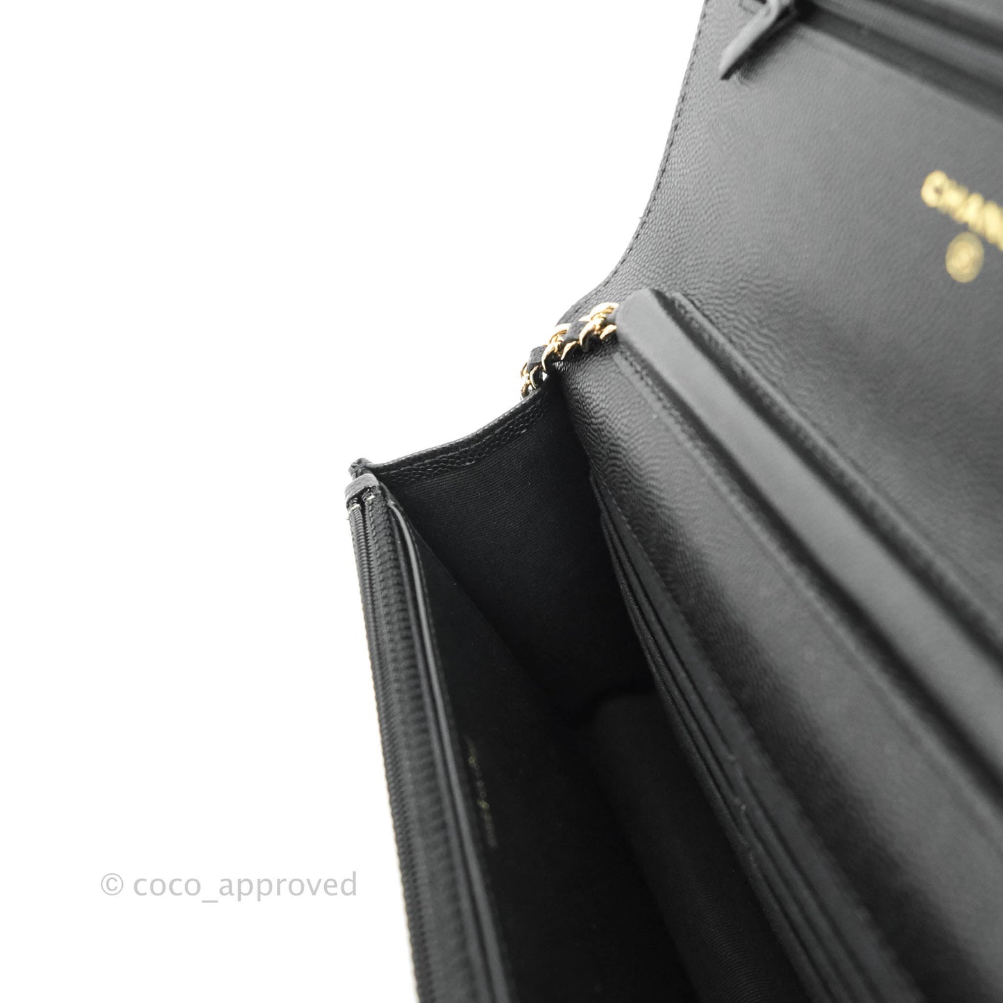 Chanel Quilted WOC Black Caviar Gold Hardware With Charms